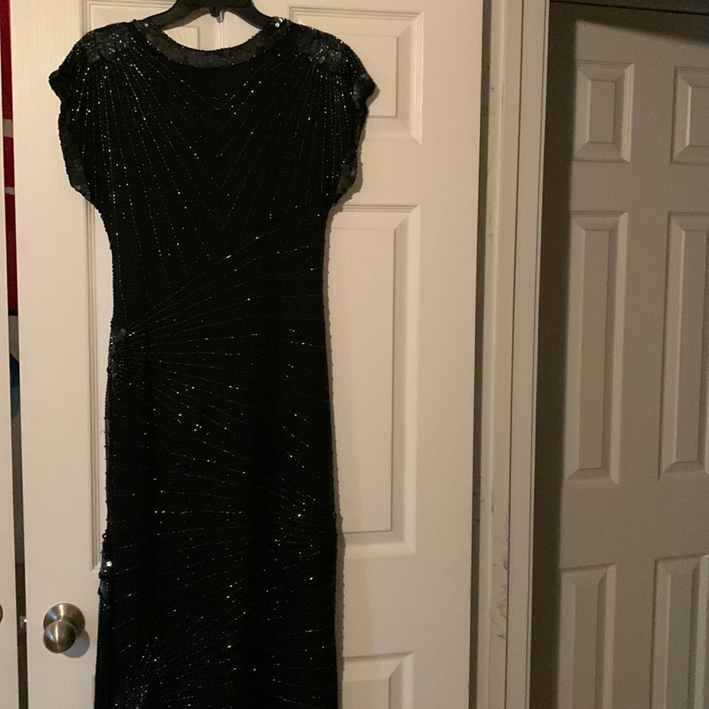 Vintage Lime Nite silk beaded  mid length  Cocktail Sequins / beaded dress